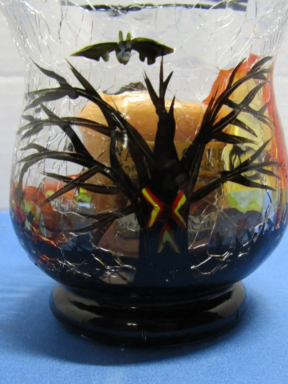 Yankee Candle Halloween Crackle Glass Votive Holder + Votive